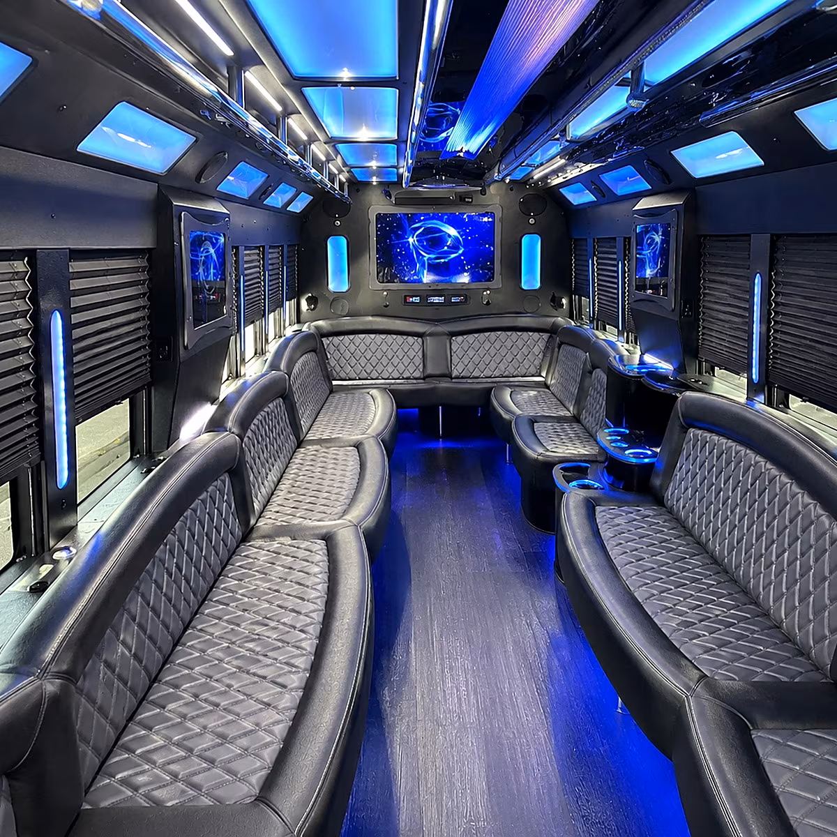 wilmington 50 passenger party bus interior